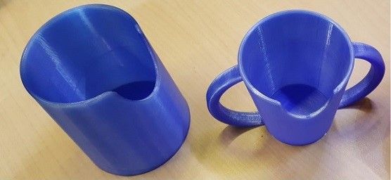 Tazas desarrolladas en el marco del proyecto de productos en tecnología 3D promovido por Fundación ONCE.