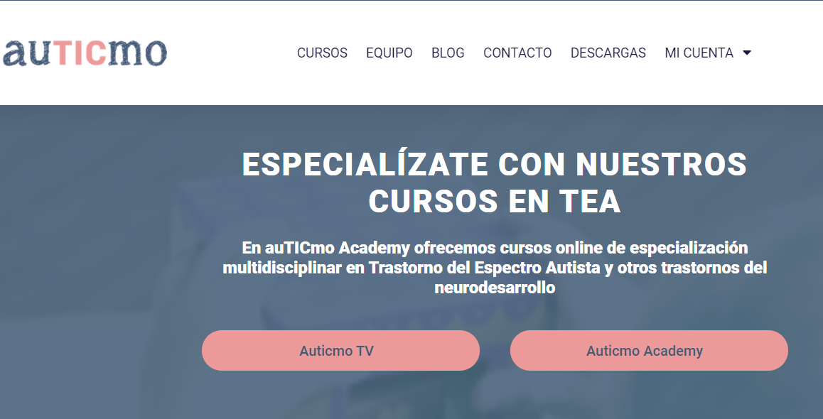 Página web de Auticmo, especializada en cursos relacionados con el trastorno autista.