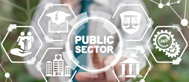 Imagen gráfica con diferentes símbolos ligados al sector público