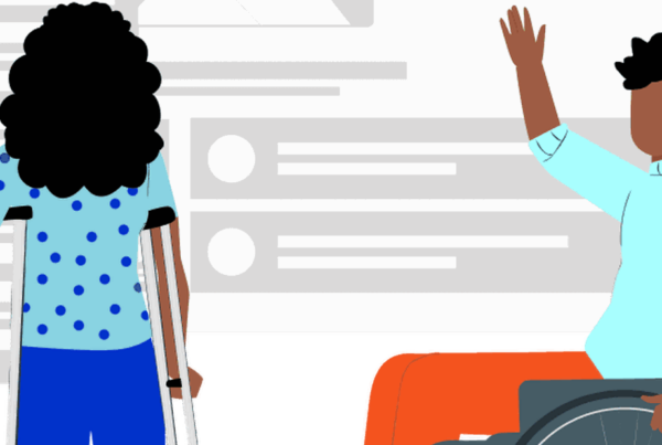Imagen gráfica de una mujer y un hombre con discapacidad
