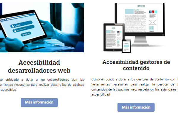 Imagen de la web del CERMI con los cursos para personas con discapacidad