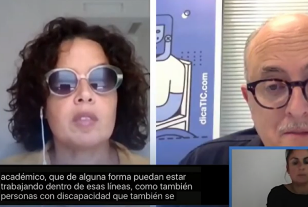 Imagen del webinar de Dicatic, con Lourdes González (Fundación ONCE) y Manuel Martínez Torán (Dicatic)