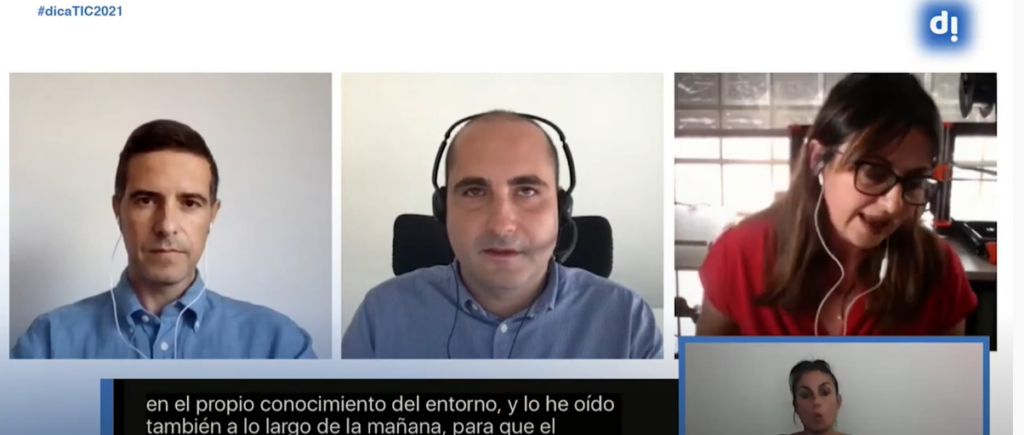 Hugo Ferrer, José María Fernández Gil y Maribel Pleguezuelos durante la tercera mesa de debate de la jornada Brecha Digital y Discapacidad.