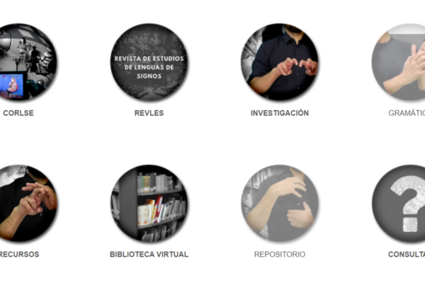 Imagen de la web del centro nacional de lengua de signos, con algunos de sus apartados.