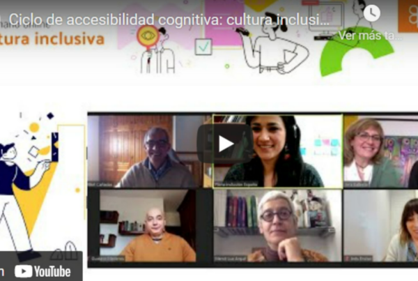Imagen de la pantalla de la jornada online de Plena Inclusión sobre Cultura inclusiva, con varios de los participantes en la misma