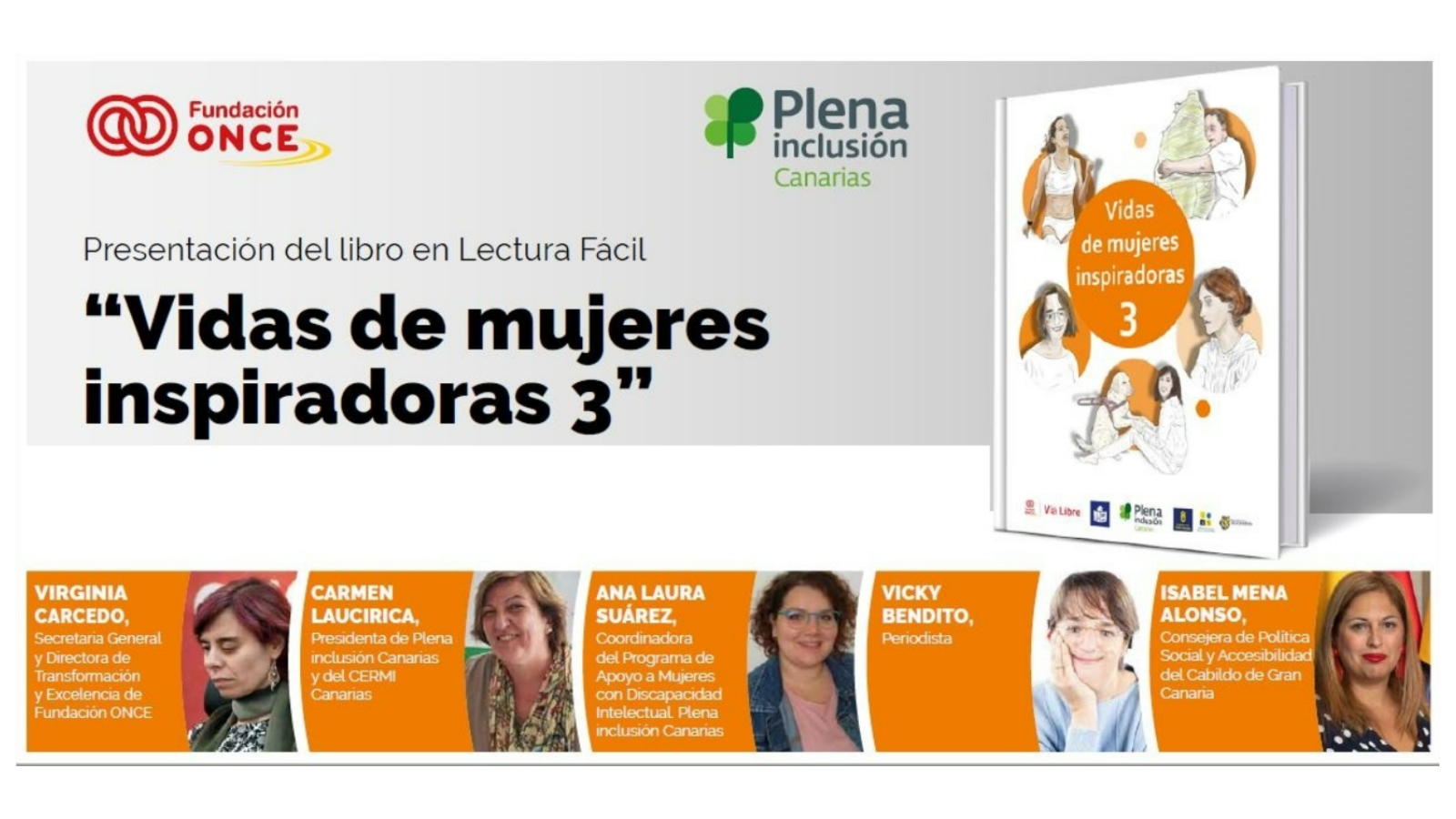 Portada del libro ‘Vidas de mujeres inspiradoras 3’, con fotografías de las cinco mujeres cuya biografía se incluye en el texto