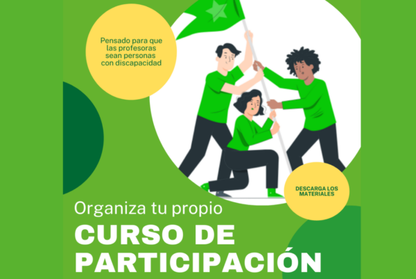 cartel sobre el curso de participación de Plena Inclusión, en tonos verdes