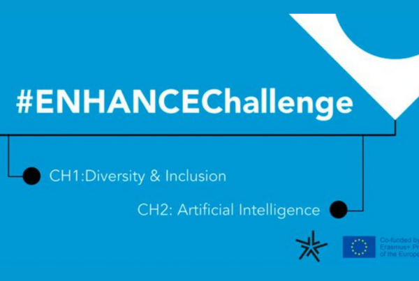 Cartel sobre el enhance challenge en el que se detallan los dos retos: diversidad e inclusión e inteligencia artificial