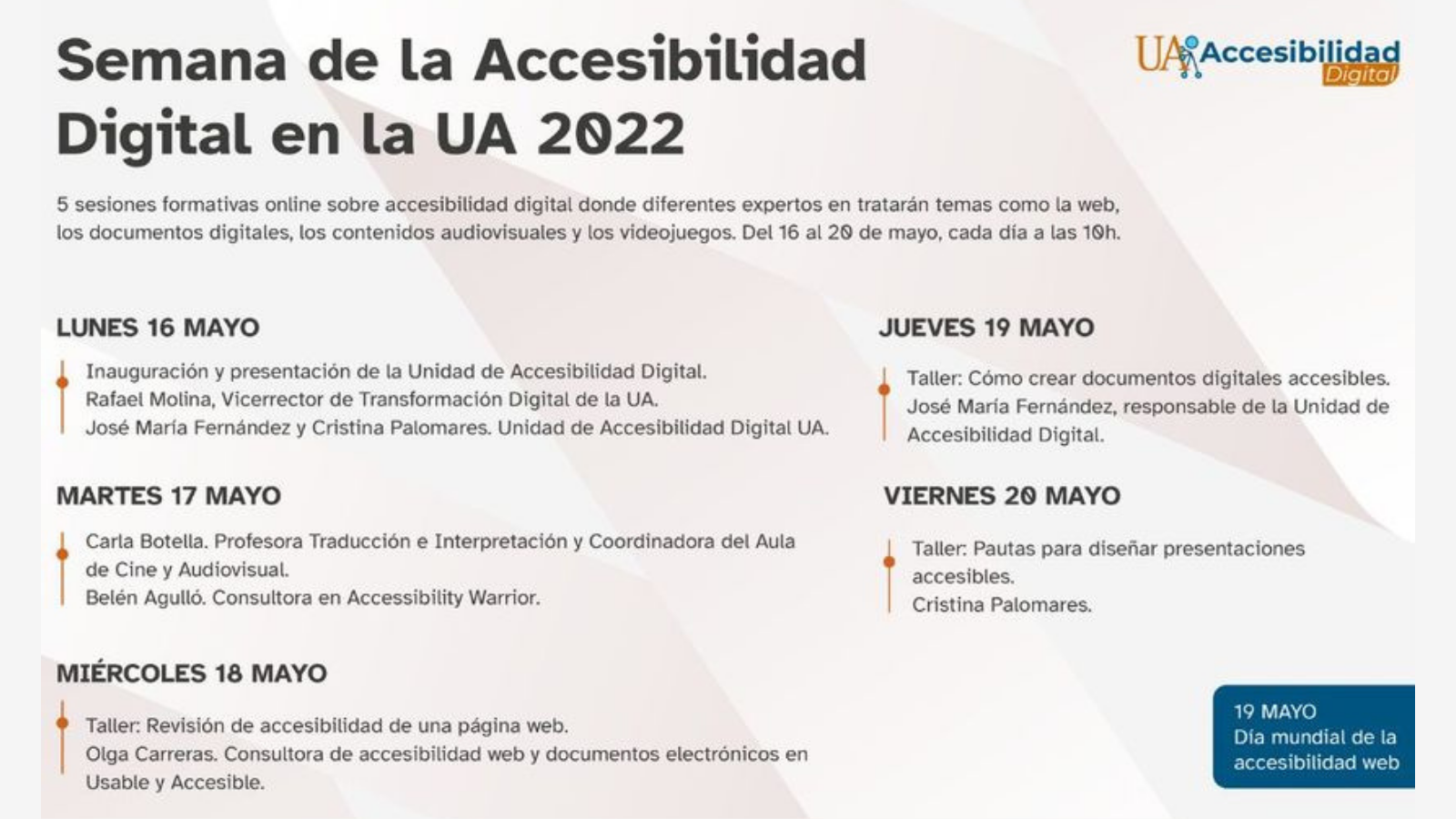 ‘Semana de la Accesibilidad Digital 2022’ de la Universidad de Alicante: del 16 al 20 de mayo