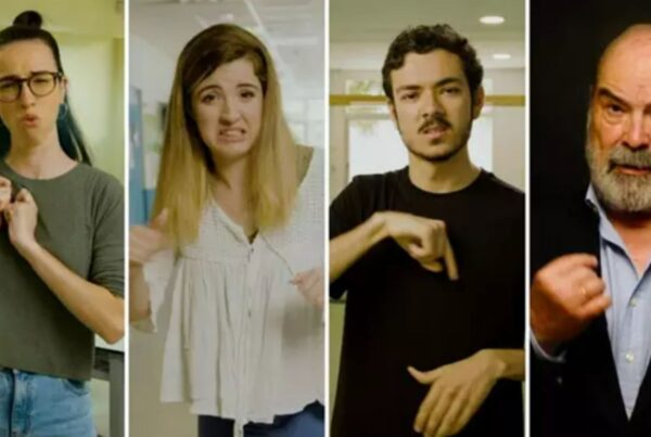 Fotografía de los deportistas y profesionales del mundo de la cultura que participan en la campaña contra el acoso a personas sordas, entre ellos, el actor Antonio Resines