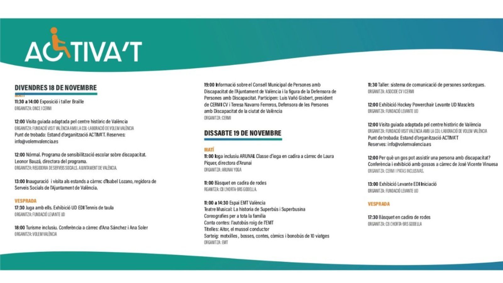 18 y 19 de noviembre, Feria Activa’t centrada en la movilidad de personas con diversidad funcional