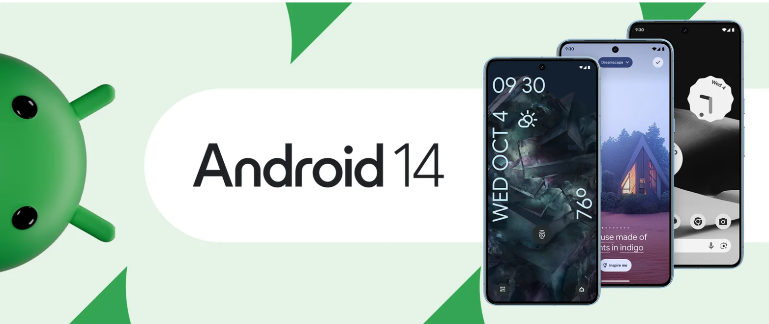 Icono de Android junto a imágenes de smartphones