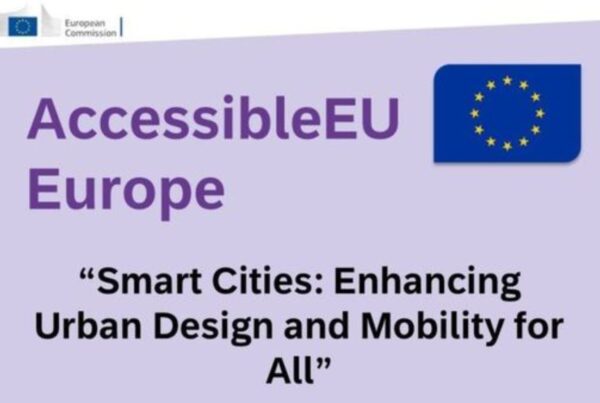 cartel de la jornada de accesibleeu europe, smart cities: enhancing urban design and mobility for all