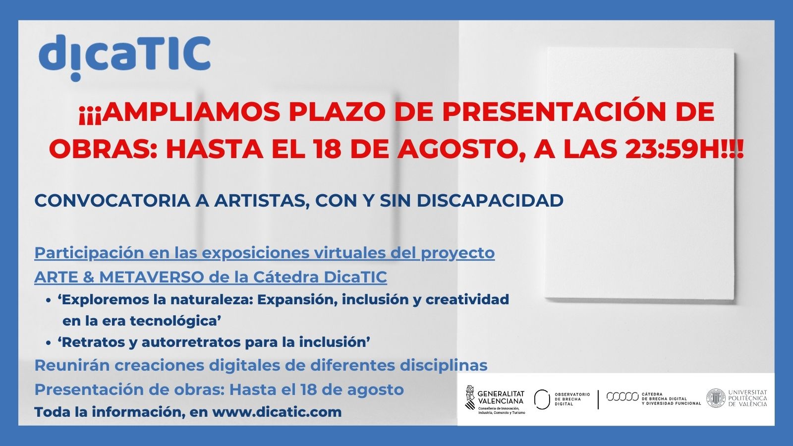 La Cátedra de Brecha Digital de la UPV impulsa dos exposiciones inclusivas y accesibles en el metaverso con obras de personas con y sin discapacidad