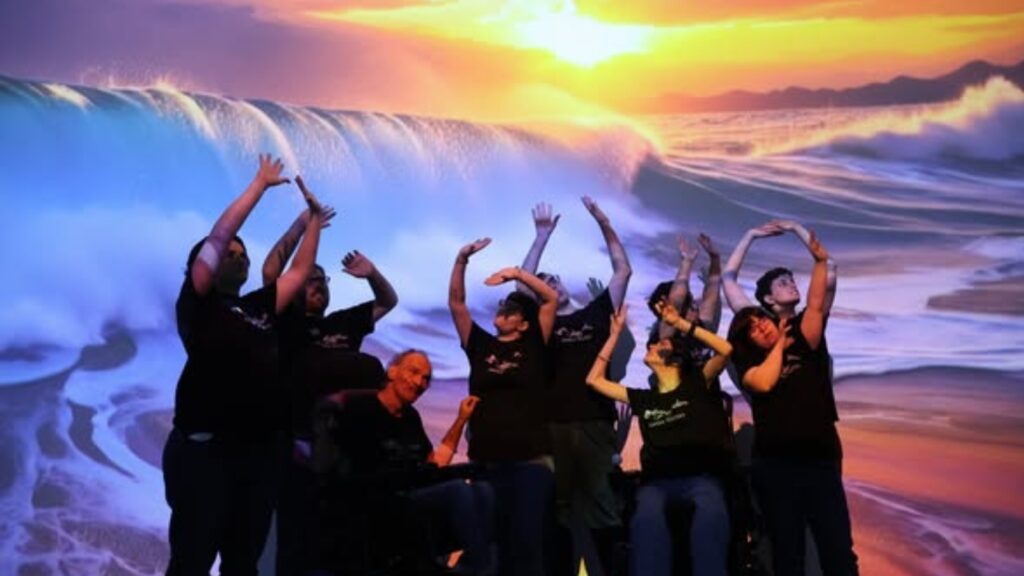 fotografía del grupo de danza inclusiva realizando una actuación demostrativa