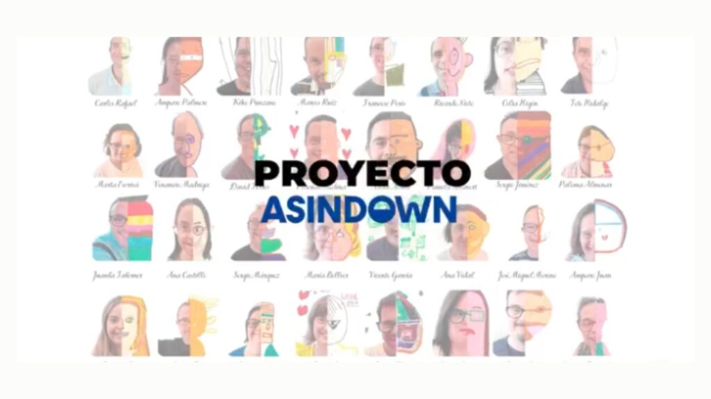 Imagen de la portada de la exposición de Asindown en el marco de arte y metaverso. Aparecen diferentes imágenes de los retratos y el texto proyecto asindown