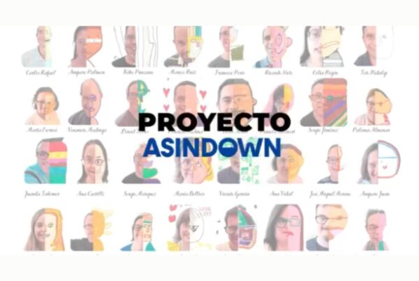 Imagen de la portada de la exposición de Asindown en el marco de arte y metaverso. Aparecen diferentes imágenes de los retratos y el texto proyecto asindown
