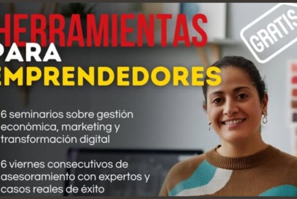 cartel del programa de herramientas para emprendedores, con los títulos y fechas de los seis webinars.