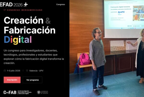 Imagen con dos partes. A la izquierda, el cartel del congreso. A la derecha, fotografía de Emilio Espí y Chele esteve durante su ponencia
