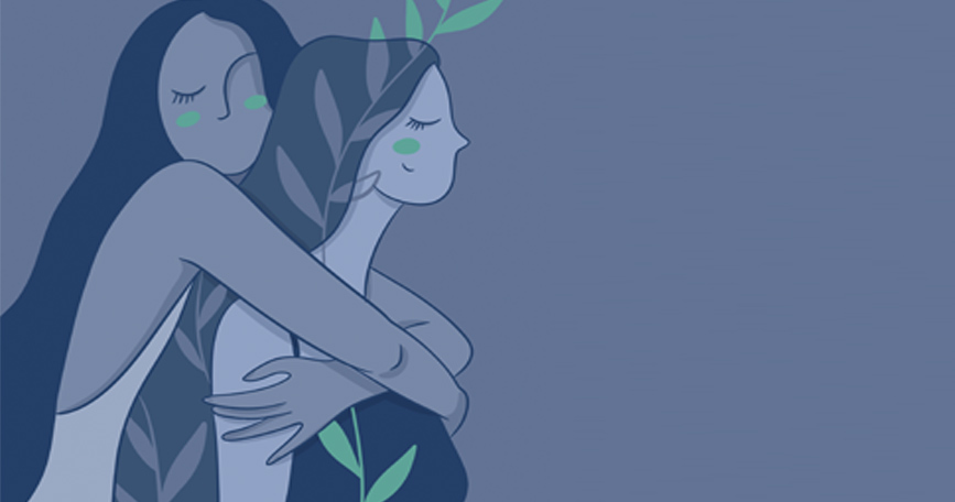 ilustración que muestra a dos mujeres abrazadas
